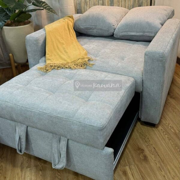 Sofá cama individual retráctil gris personalizado en lino alto tránsito 1,30m