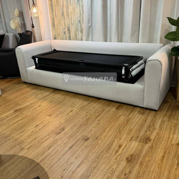 Sofá cama queen herraje americano hotelero alto tránsito seccional en lino beige 2,8m