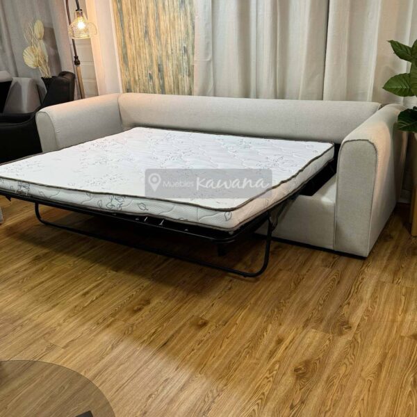 Sofá cama queen herraje americano hotelero alto tránsito seccional en lino beige 2,8m