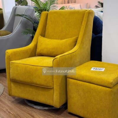 Sillón de lactancia mecedora y giratorio con tecnología Aquaclean Marina 129 mostaza con ottoman baúl