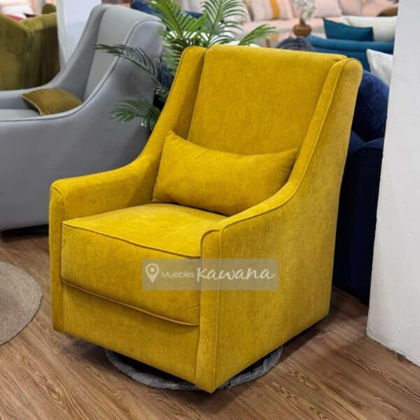 Sillón de lactancia mecedora y giratorio con tecnología Aquaclean Marina 129 mostaza con ottoman baúl