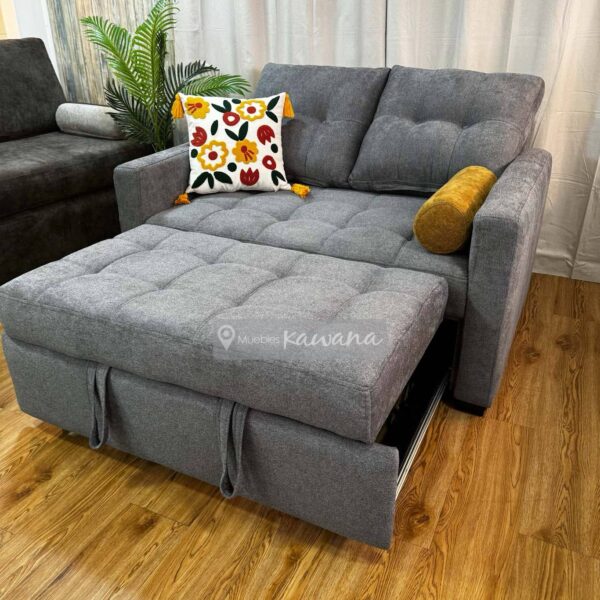 Sofá cama individual nido retráctil en lino gris oscuro 1,4m