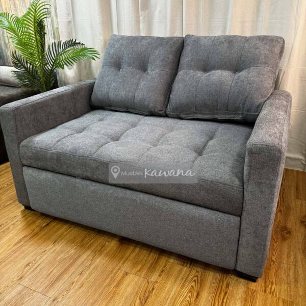 Sofá cama individual nido retráctil en lino gris oscuro 1,4m