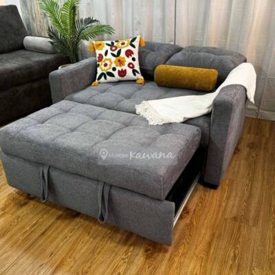 Sofá cama individual nido retráctil en lino gris oscuro 1,4m