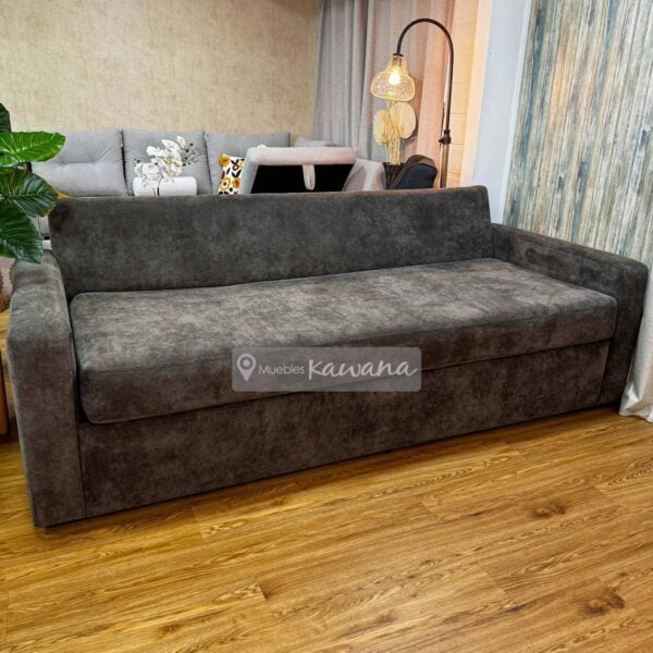 Sofá cama queen herraje americano lineal extra confortable en lino café 2,4m