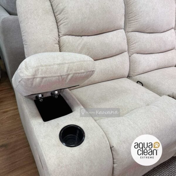 Sillón reclinable 3 plazas con tecnología Pet Friendly Aquaclean Marina 101 beige y mini baúl