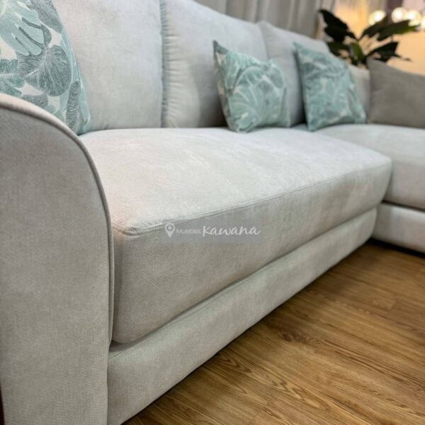 Juego de sala en L extra confortable en lino blanco 2,5m x 1,6m