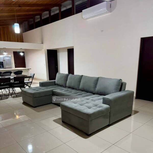 Sofá cama king XL doble diván en lino gris alto tránsito 3,20m