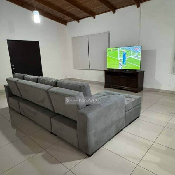 Sofá cama king XL doble diván en lino gris alto tránsito 3,20m