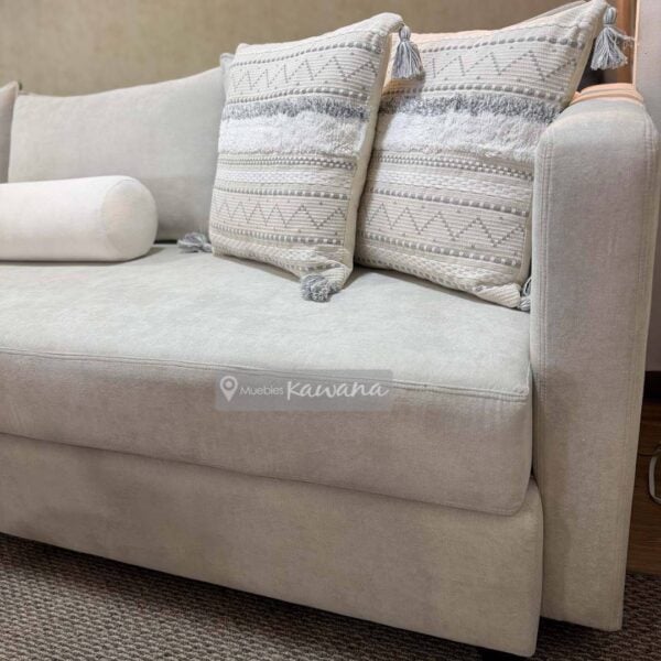 Sofá cama matrimonial americano con diván extra confortable en lino beige 2,7m