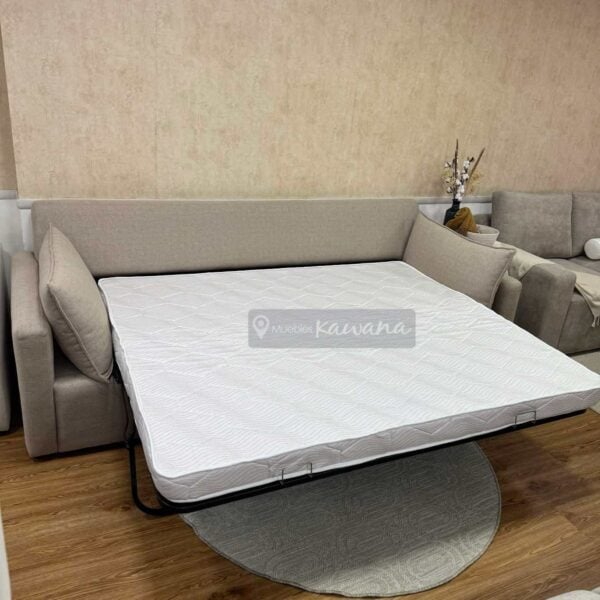 Sofá cama queen americano lineal en lino sesame beige 2,6m