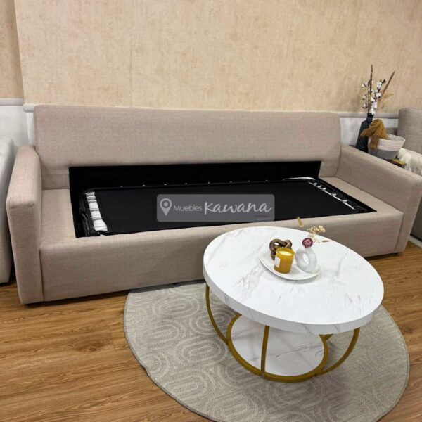 Sofá cama queen americano lineal en lino sesame beige 2,6m