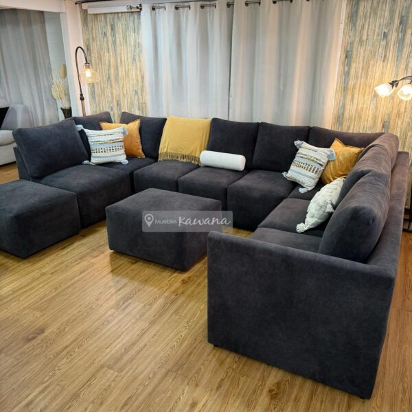Sillón modular seccional pet friendly aquaclean marina 117 gris oscuro extra confortable 3,5m