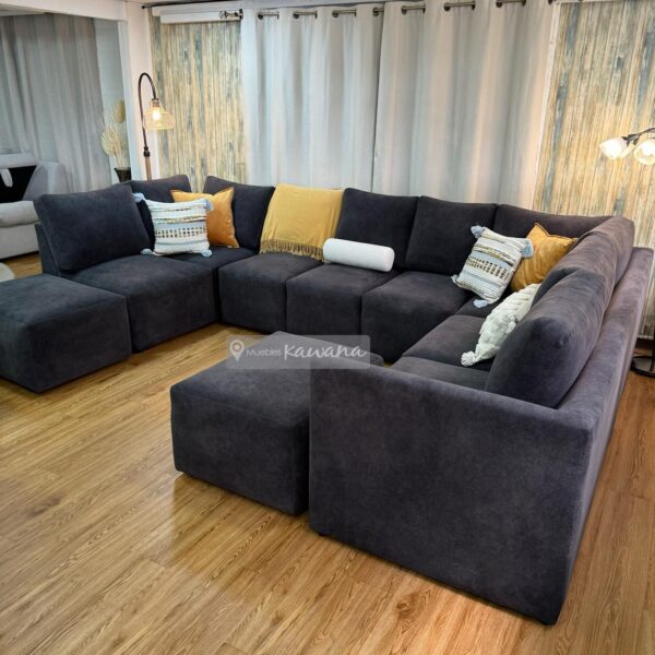 Sillón modular seccional pet friendly aquaclean marina 117 gris oscuro extra confortable 3,5m