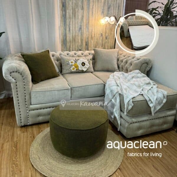 Sofá cama matrimonial en L plegable aquaclean imperial 51 beige