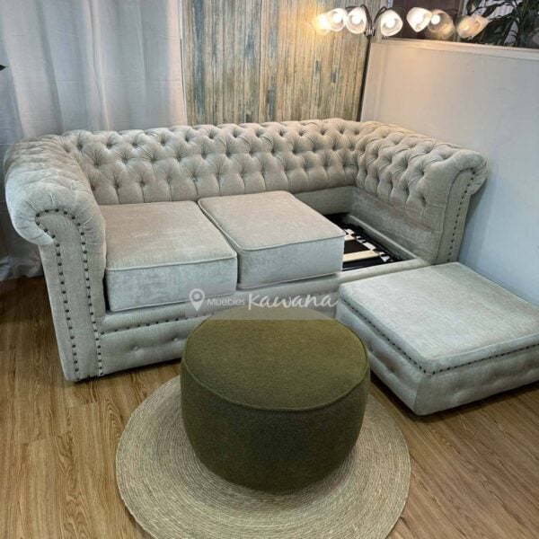 Sofá cama matrimonial en L plegable aquaclean imperial 51 beige