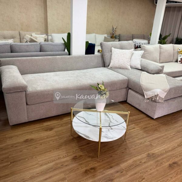 Sofá cama matrimonial con diván reversible en lino alto tránsito extra confortable 3m