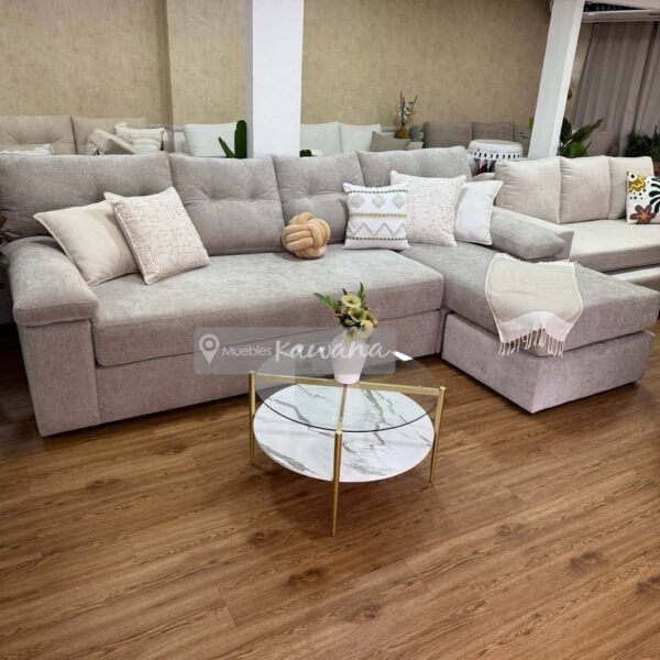 Sofá cama matrimonial con diván reversible en lino alto tránsito extra confortable 3m