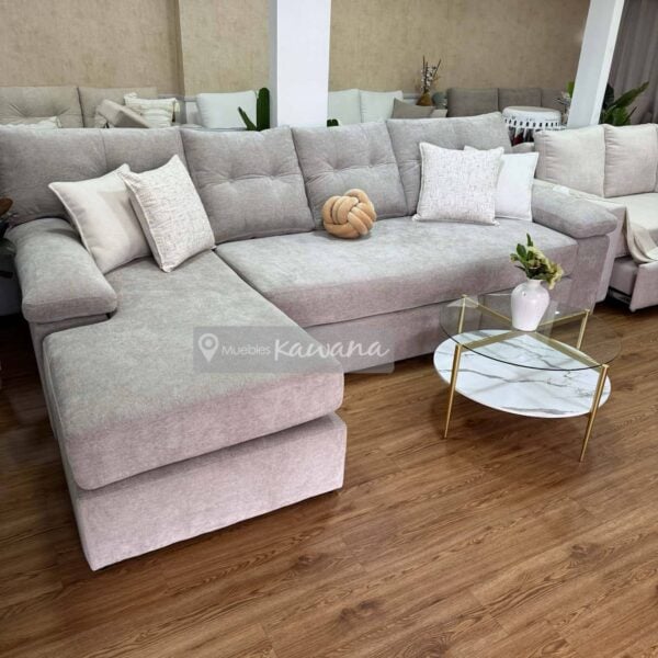 Sofá cama matrimonial con diván reversible en lino alto tránsito extra confortable 3m