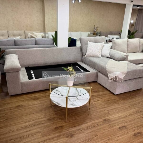 Sofá cama matrimonial con diván reversible en lino alto tránsito extra confortable 3m