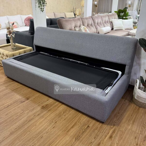 Sofá cama queen americano lineal sin brazos en lino gris medio 2,1m